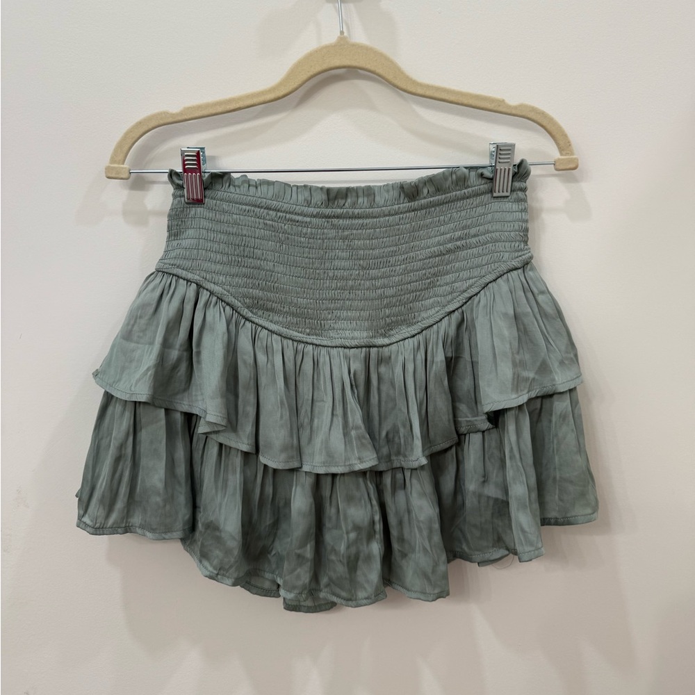 Green Ruffled Mini Skirt